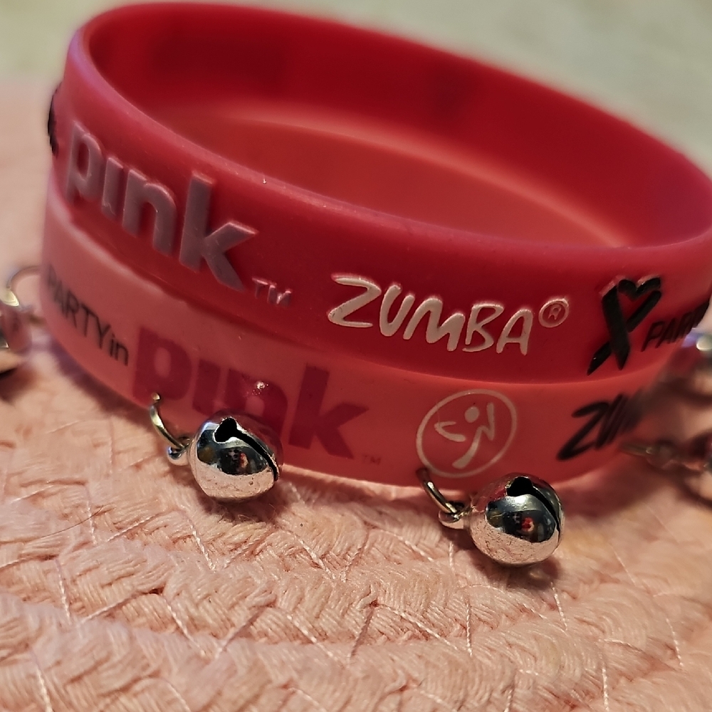 Zumba Pink Silicone Bracelets with Bells
